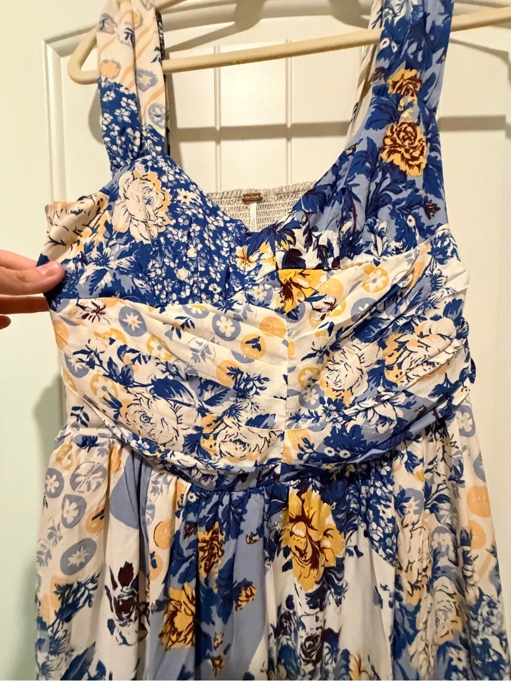 Free People Blue, White & Yellow Floral Maxi Dress